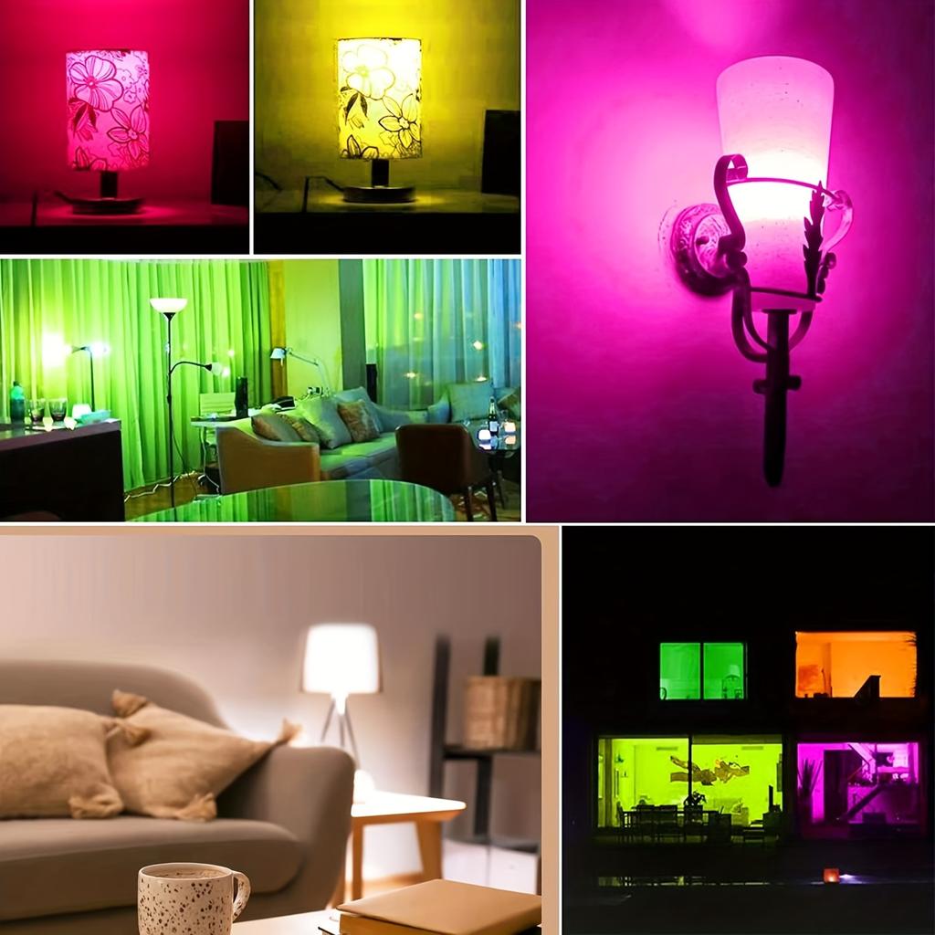 16 Colors Multicolor RGB LED Bulb E27 Base 220V Lighting Dimmable 24 Key Remote Control Atmosphere Neon Light