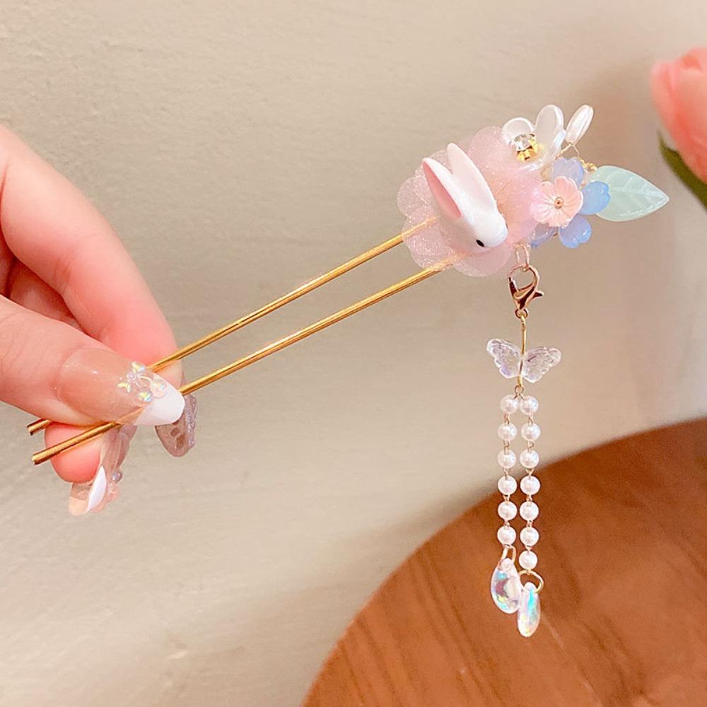 Ancient Style Antique Fringe Hairpin Classic Pendant Hair Stick Peach Blossom Hairpin  Girls