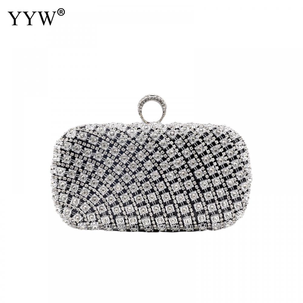 Sparkly Diamond Evening Bags for Women 2024 Finger Ring Clutch Bag Chain Shoulder Handbags Luxury Wedding Party Purse Sac A Main