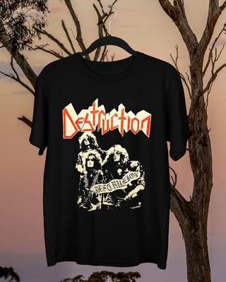 Винтажная черная футболка с коротким рукавом DESTRUCTION, все размеры от S до 4XL, унисекс