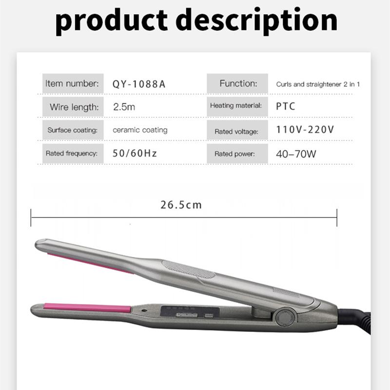 Выпрямитель для волос унисекс, утюжок для волос против ожогов, портативные выпрямляющие бигуди для коротких волос 2 в 1, утюжок для выпрямления бороды с защитой от вьющихся волос