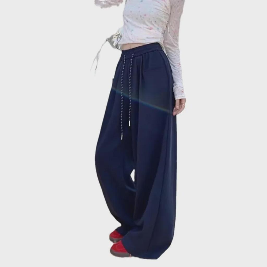 Женские повседневные брюки с широкими штанинами и эластичным поясом: Свободный крой, длина до пола, спортивные брюки для ранней осени
