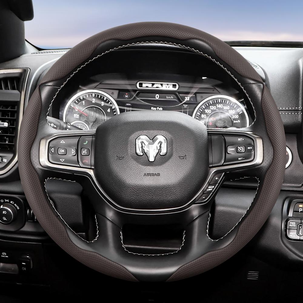 Suitable for Dodge Breathable Hole Leather Steering Wheel Cover Segmented Quick Release Design Non-Slip and Durable Challenger Journey Caliber WW15