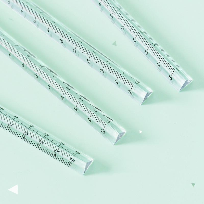 15cm Acrylic Three Edges Straight Ruler Transparent Clear Scale for Drawing Measure Tools