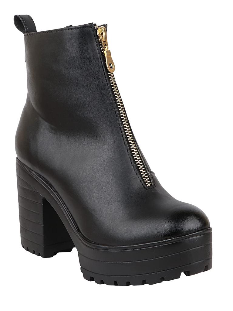 Shoetopia Женские короткие ботильоны на массивном каблуке с нескользящей подошвой, удобные модные ботильоны на щиколотку | Мягкая амортизирующая подошва | Для повседневной носки, вечеринок и зимы