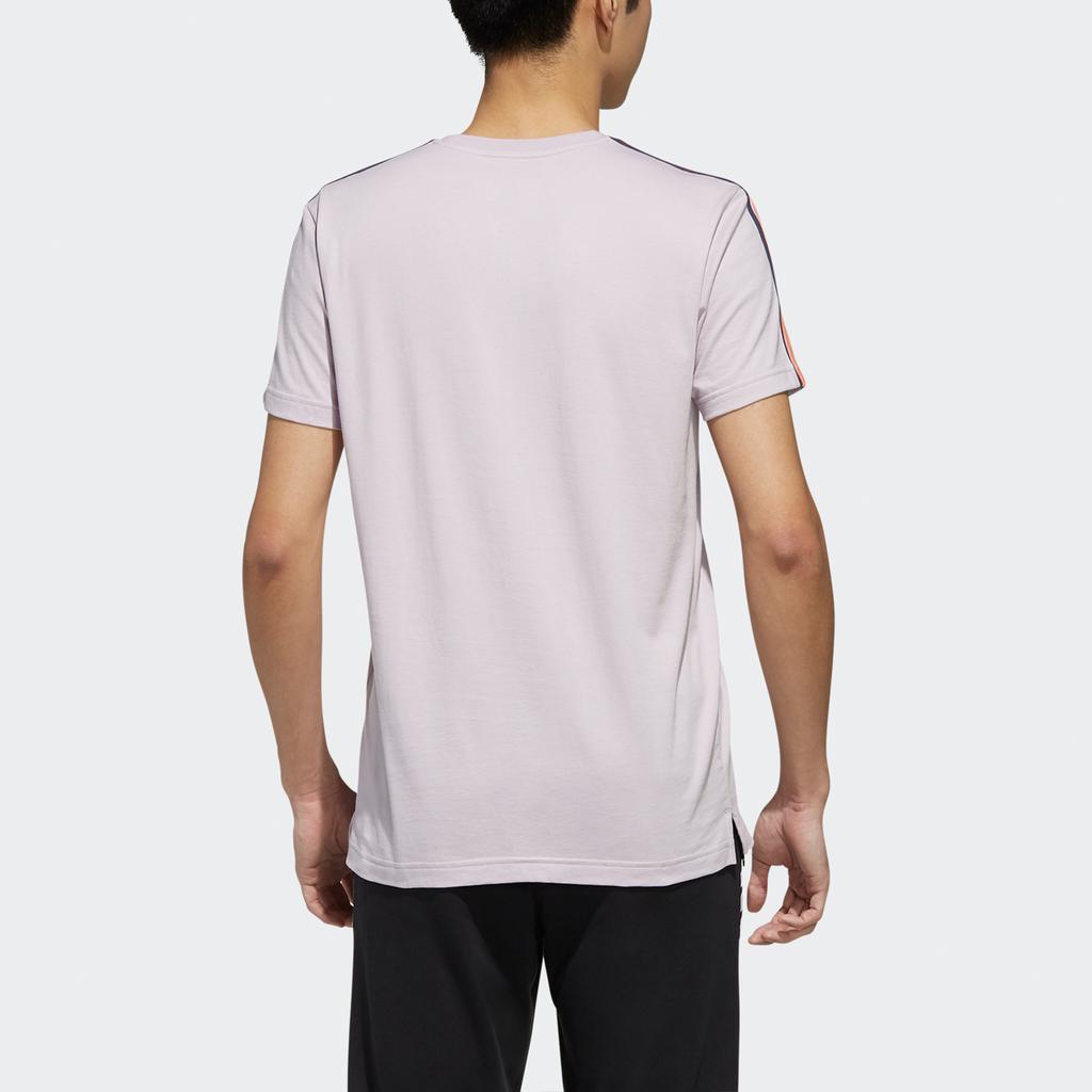 Adidas Neo Collision Color Stripe Skateboard Print Straight Tee Men Tops Purple Pink FK9914