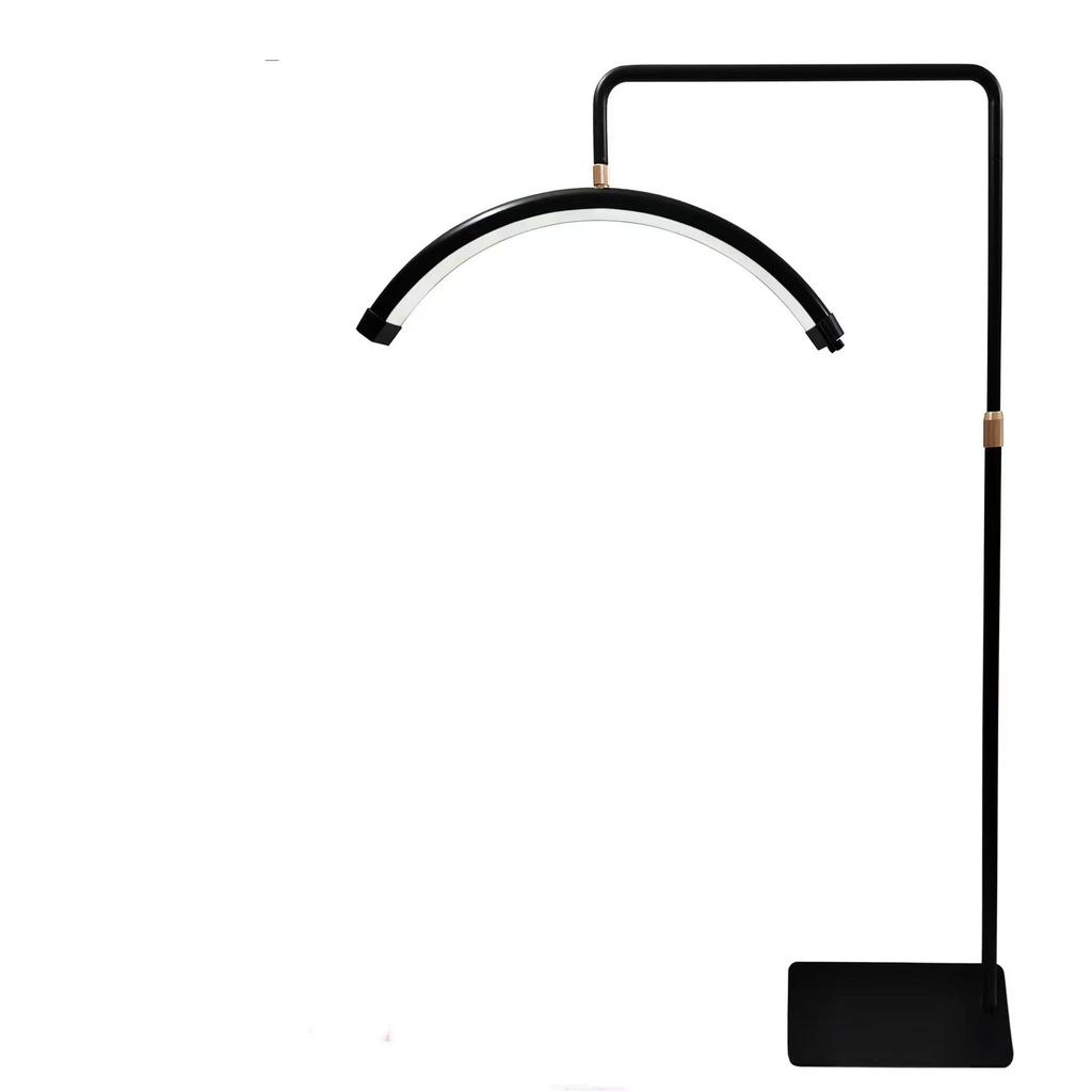 16" 20W LED Half-Moon Beauty Floor Lamp for Bedside, Tattooing, Manicure, Eyebrow, and Eyelash with Eye Protection U-Shaped Fill Light.