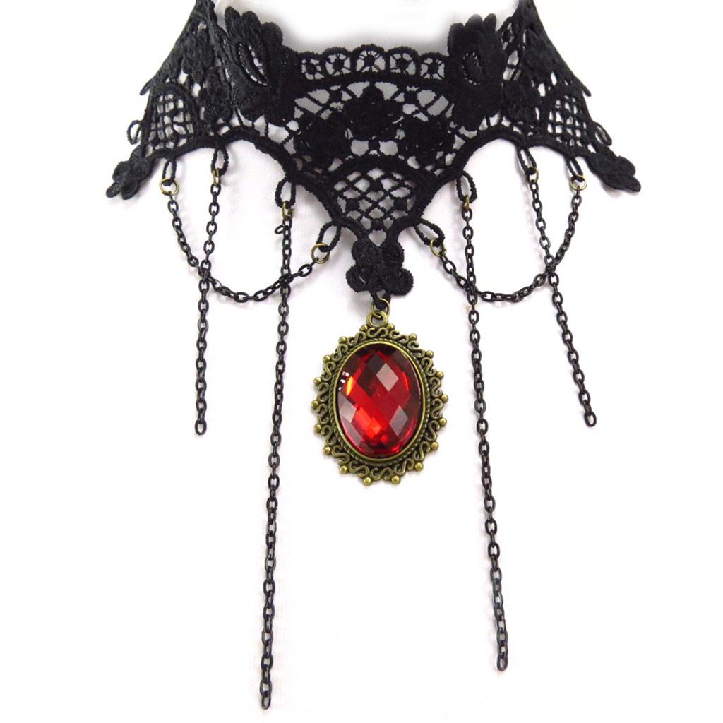 Les Trésors De Lily [K6576] - 2 дизайнерских чокера "Courtisanes" красный черный (кружево)