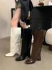 Niche Square Head Coarse Heel Fiber Leather Tall Pants Boots Fried Street Spice Girls Height Up White But Knee Boots Knight Boots