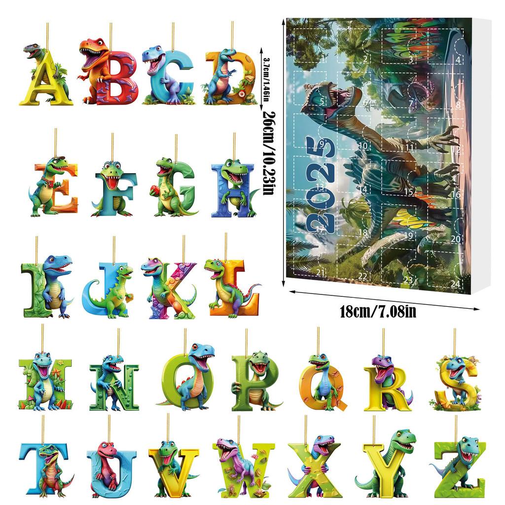 Christmas Dinosaur Letter Ornaments With Countdown Calendar For Holiday Decor And Gift Giving
