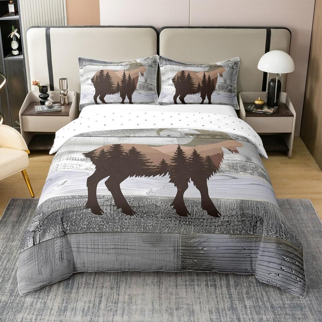 Wildlife Duvet Cover Queen King Size Animal Safari Country Style Quilt Cover Soft Bedding Set For Kids And Teens Bedroom 3 Pcs