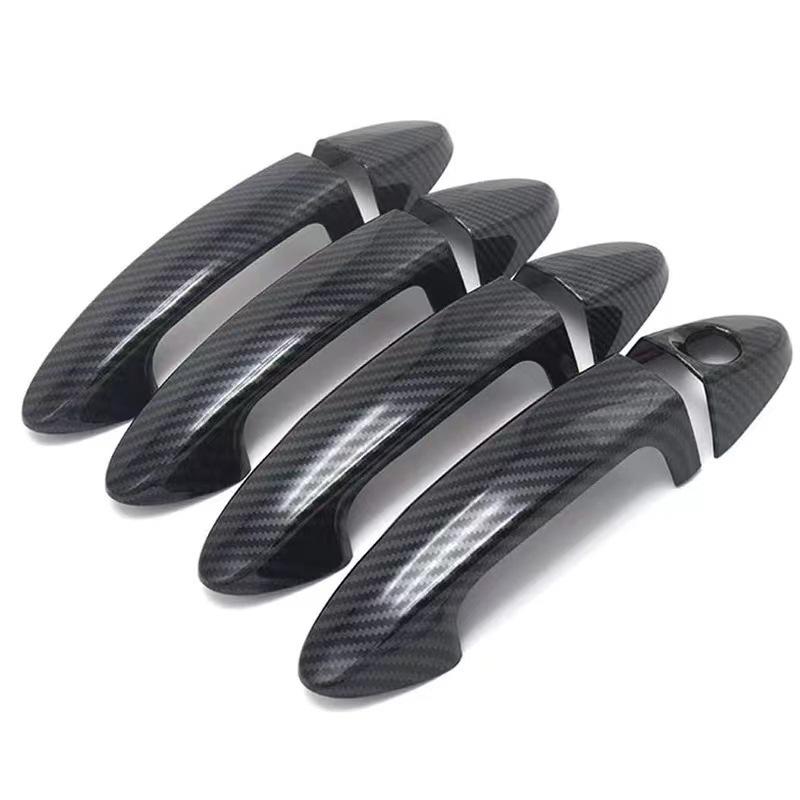 Подходит для Fiesta/Ecosport 09-14: Комплект декоративных накладок на дверные ручки и черных накладок на дверные чаши с рисунком из углеродного волокна