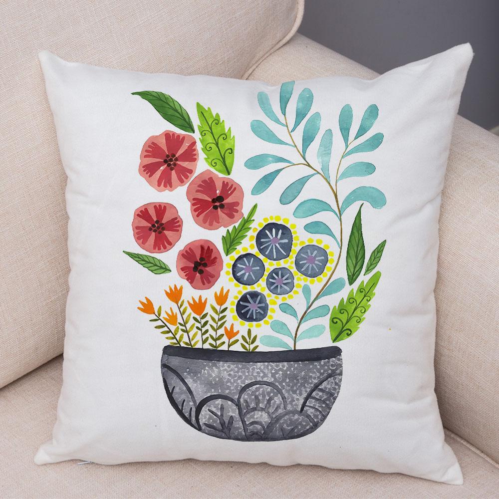Абстрактное искусство, декоративная наволочка с геометрическим растением, деревом, цветком, диван, домашняя автомобильная наволочка
