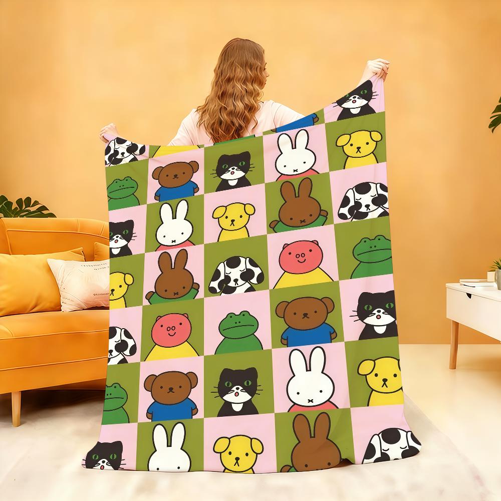Cartoon Cute M-Miffy Blanket Soft Throw Blanket for Home Bedroom Bed Sofa Picnic Travel Office Rest Cover Blanket Gift