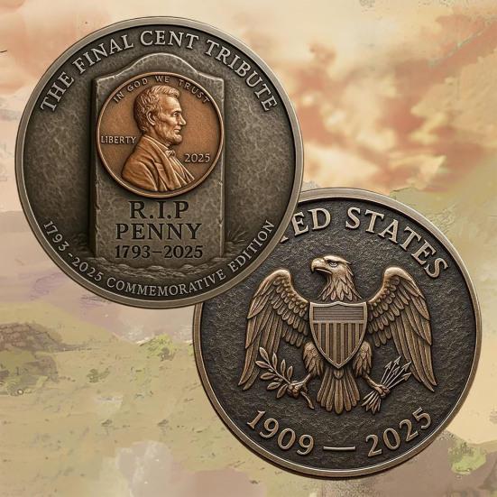 Финальная монета-цент к столетию Необращавшаяся Последняя отчеканенная монета-пенни Памятная монета Символический последний пенни Сувенир 3D-гравированная монета-челлендж для коллекционеров