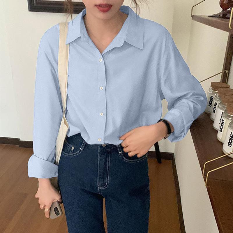 Девочки Кремовый Топ Нежный Темперамент Драпированный Свободный Конфетный Рубашка-Куртка с Длинным Рукавом