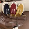 Sheepskin Grape Mother, the Same Style, One-pedal Round Head Muffin Thick-soled Versatile Board Shoes, Canvas Shoes, Spring and Autumn Color Matching