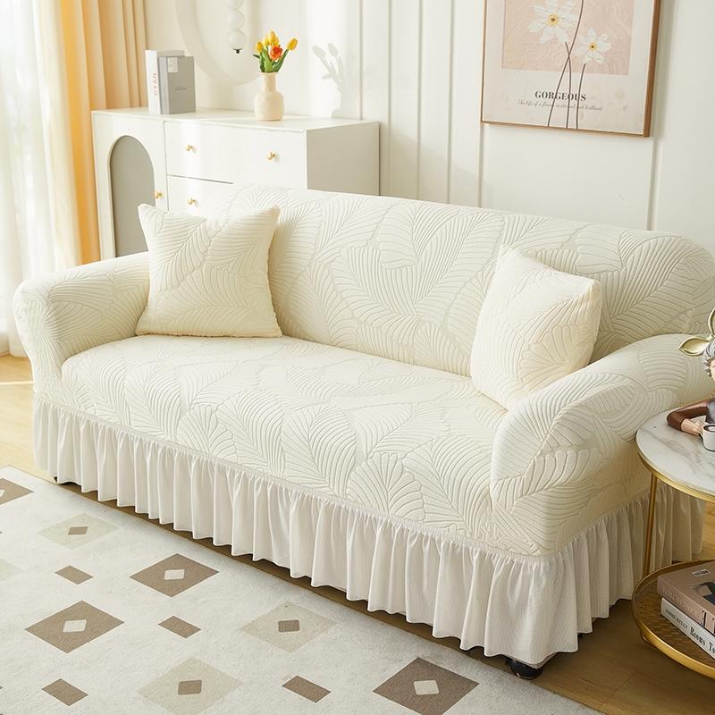 Чехол для дивана с жаккардовым принтом и юбкой, универсальный чехол для дивана в гостиную на 1/2/3/4 места