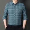 Рубашка с длинными рукавами для мужчин, осенняя новинка, рубашка из искусственного льна в клетку для мужчин среднего возраста, модный повседневный внешний топ