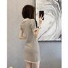 Retro Chic Striped Polo Collar Knit Dress - Summer 2025 Hong Kong Style Bodycon Skirt