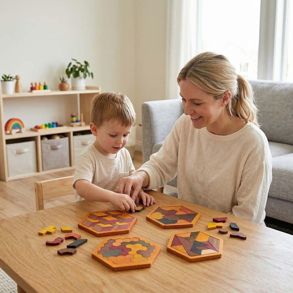 Challenges Wooden Tangram Puzzle Interactive Jigsaw Puzzle Board Boys Girls