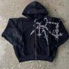Black Zip-up Hoodie Goth Skull Butterfly Pattern New In Hoodies & Sweatshirts Gothic Harajuku Couple Outfit Outerwears