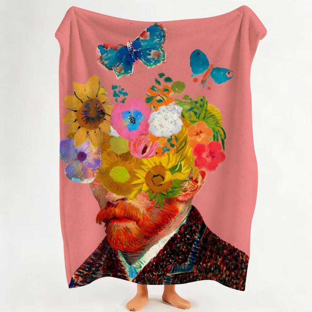 Art F Funny f floral a art Throw Flannel Throw Blanket Suitable for Sofa Living Room Bedroom