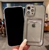 Прозрачный чехол-кошелек с держателем для карт для iPhone 16 15 14 Plus 13 12 11 Pro Max, слот для карт, задняя крышка, силиконовый прозрачный чехол
