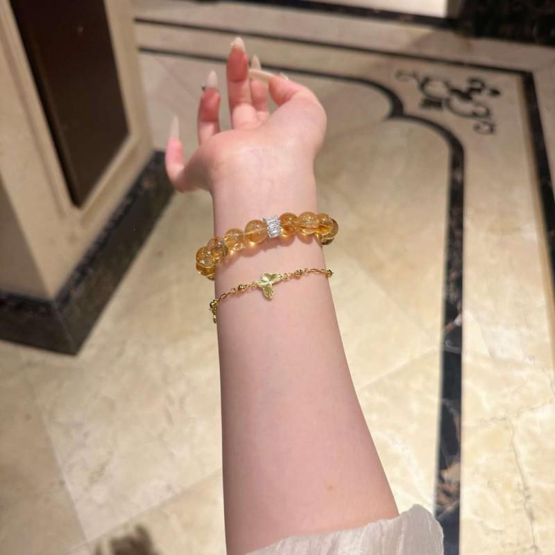 Natural Citrine Tower Crystal Beaded Bracelet 10mm Best Friend Girlfriend Gift