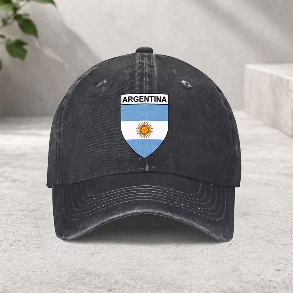 Argentina Flag Shield Baseball Cap Washed Cotton Adjustable Street HipHop Hat for Unisex