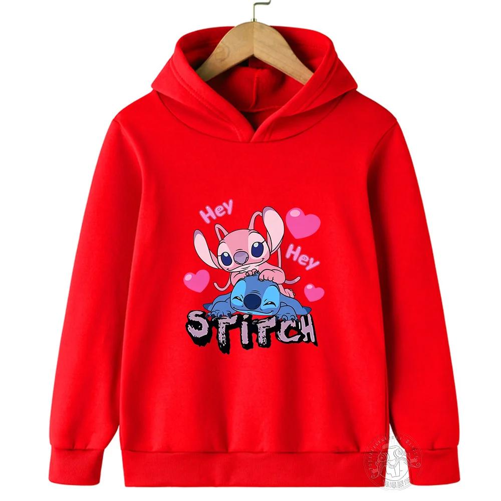 Толстовки MINISO Stitch Уличная мода Свитер для мальчиков и девочек Детский спортивный пуловер Толстовка для занятий спортом на открытом воздухе детская одежда