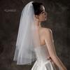 White Bridal Veil Double-Layered Solid Color Wedding Veil Soft Mesh Material Prom Cosplay Veil with Comb