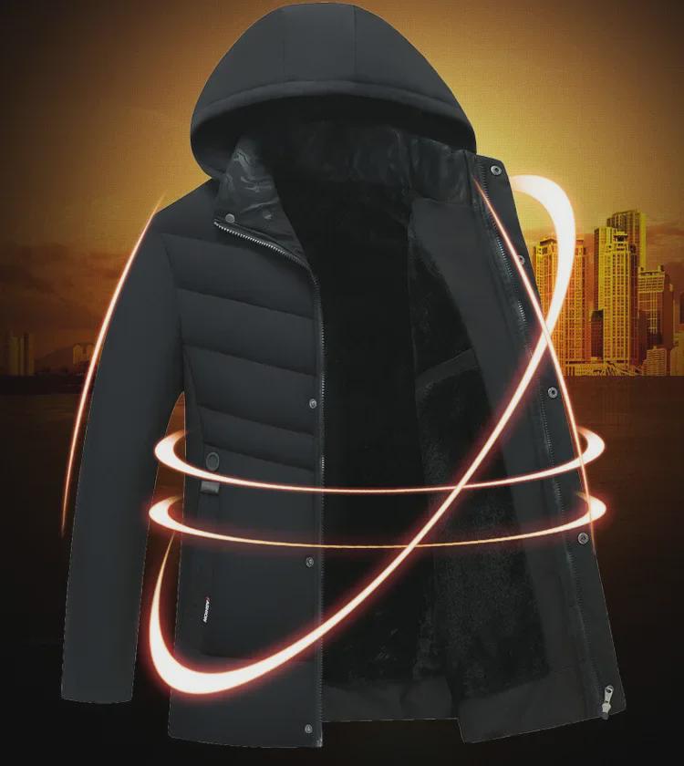 2021 Velvet-Lined Cotton Winter Coat: Men's Mid-Aged & Elderly