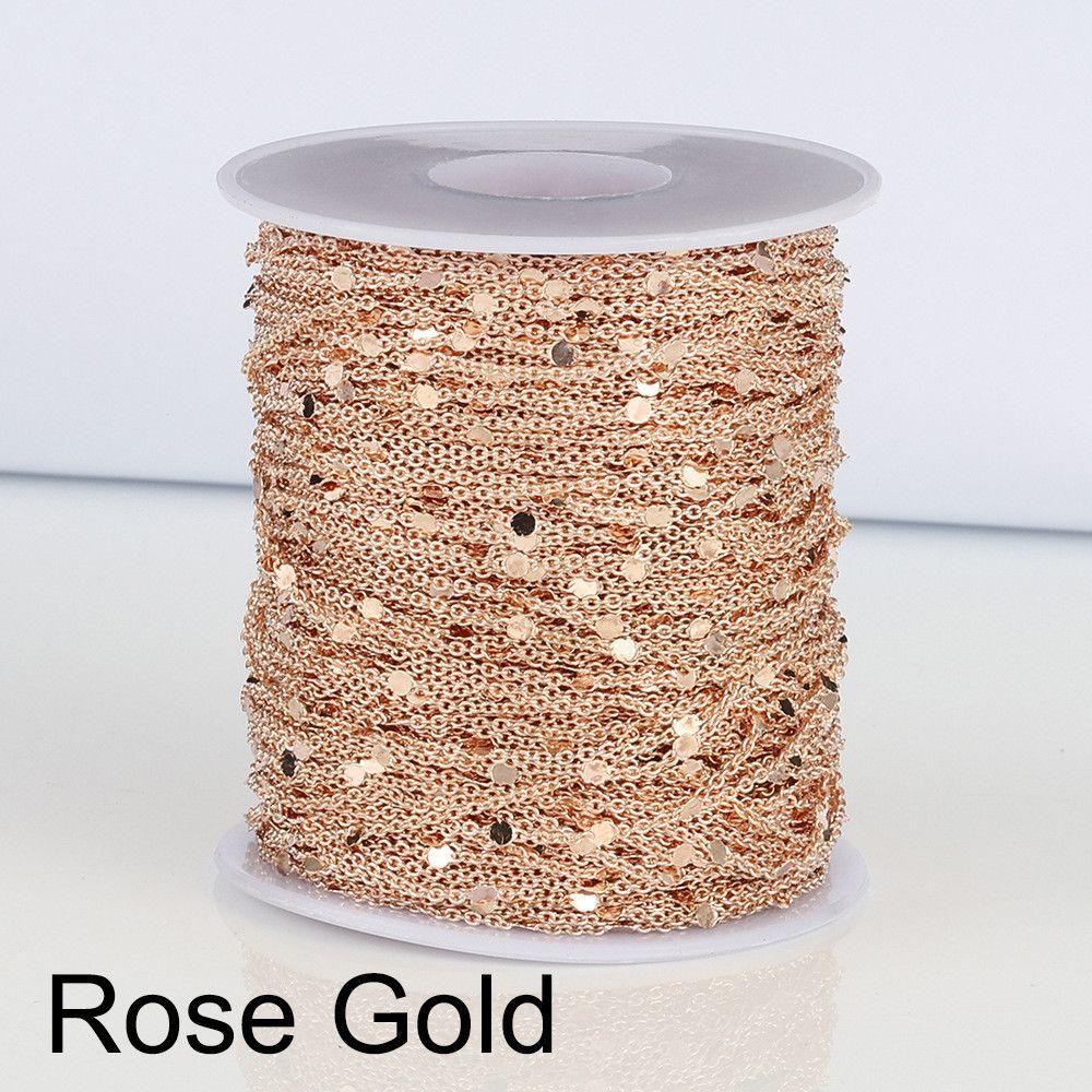 Gold Silver Copper Cable Necklace Components Craft DIY 2M Sequins Chain Findings Jewelry Making
