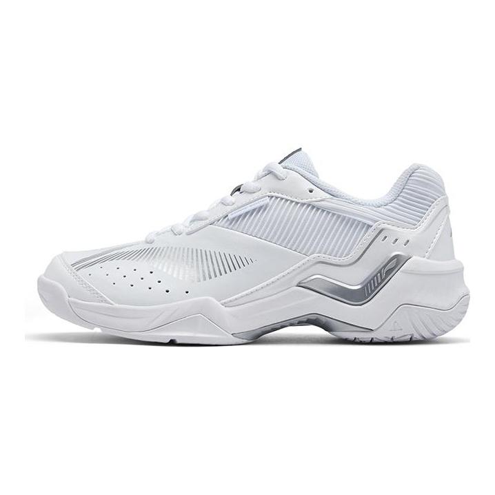 Li Ning Thunder Sonic Boom Амортизация Скользкая подошва Дышащие Низкие Бадминтонные кроссовки Унисекс Белый Серебристый AYTV005-4