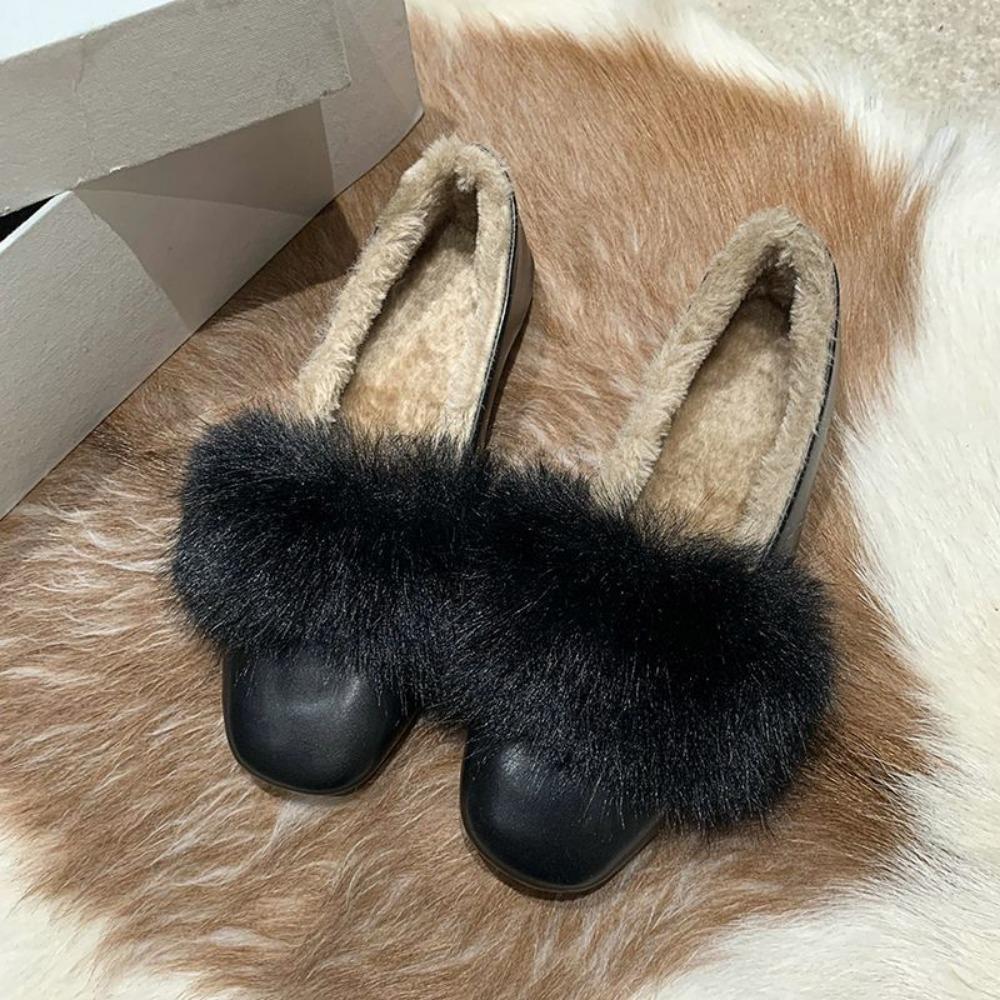 Fashion Big Size Lambwool Moccasins Femme Curly Sheep Fur Flats Woman Warm Plush Loafers Winter Cotton Shoes Women Furry Snow Boot