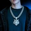 Европейский и американский объемный полностью просверленный кулон-тигр из сплава, кубинская цепочка для мужчин, крутые нишевые хип-хоп украшения, хип-хоп тренд
