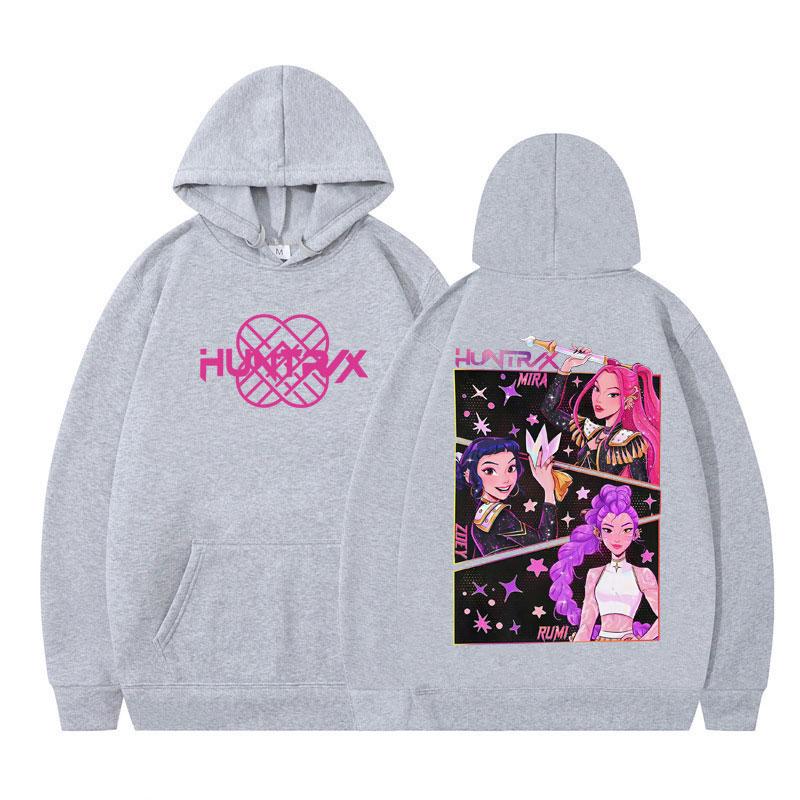 KPOP Demon Hunters Double-sided Print Hoodies Men's Women Harajuku Pullover Long-sleeved Aesthetic Casual Oversized Sweatshirt