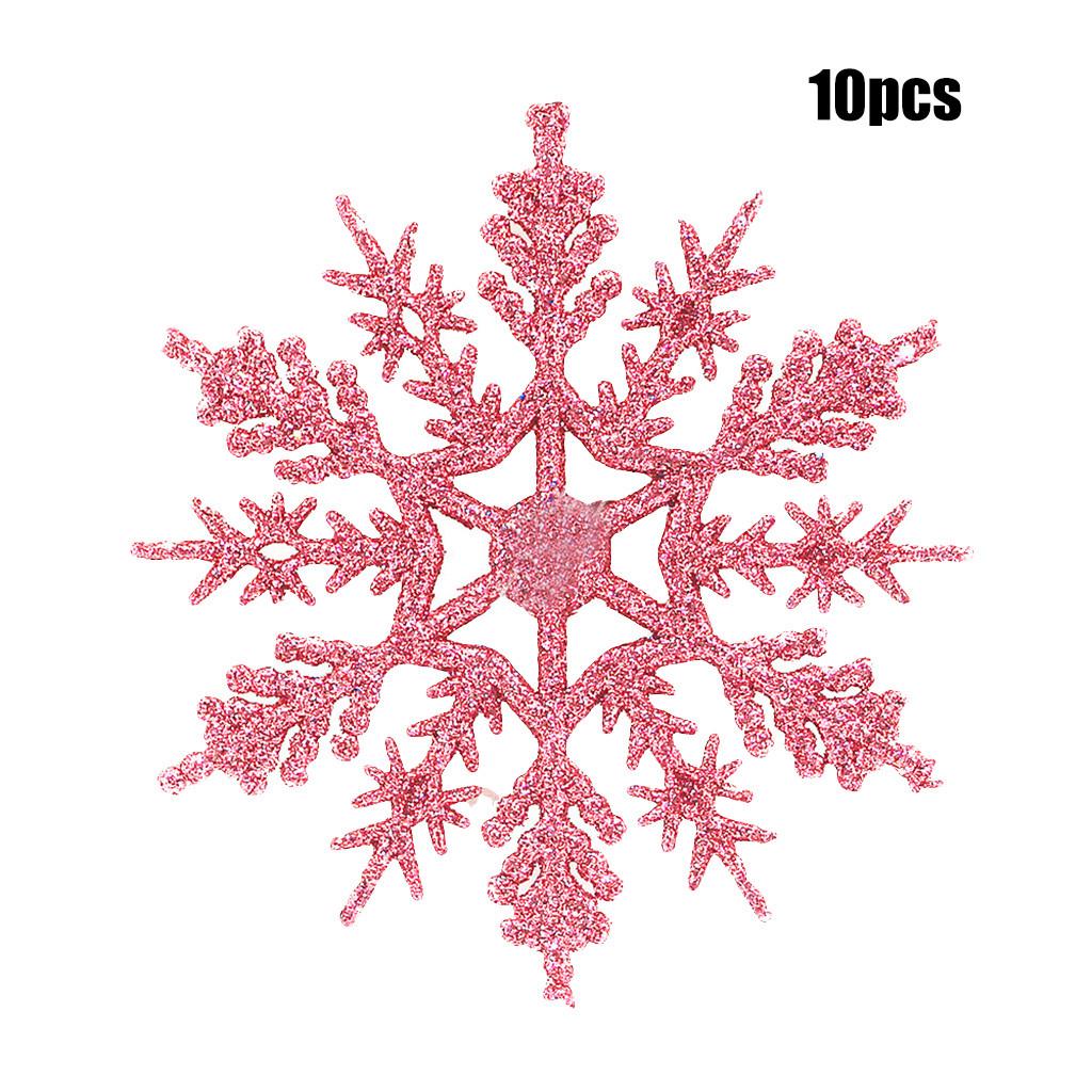 10Pcs Glitter Snowflake Christmas Ornaments Tree Hanging Decoration 10cm