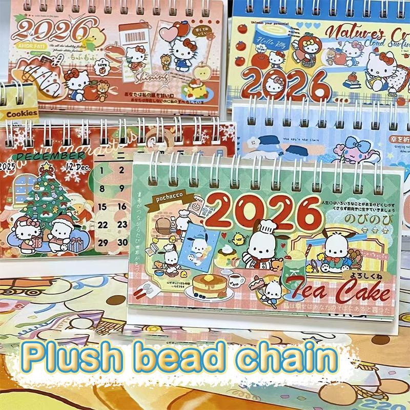 Hello Kitty 2026 Calendar Sanrio Long Desk Calendar Ornament Cartoon Kawaii Planner Agenda Daily Monthly Stationery Supplies