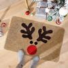 1pc Fluffy Christmas Deer Microfiber Bath Mat - Quick-Dry & Absorbent, Festive Holiday Design with Red Berries & Green Leaves