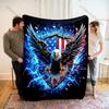 Bald Eagle and Flag Art Blanket Warm Soft Fluffy Kids and Adults Sofa Bed Throw Blanket for Home Travel Camping Large Size