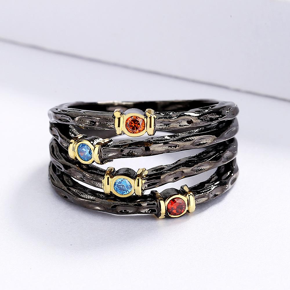 Hot Sale Retro Style Black Gold Plated Ring for Women