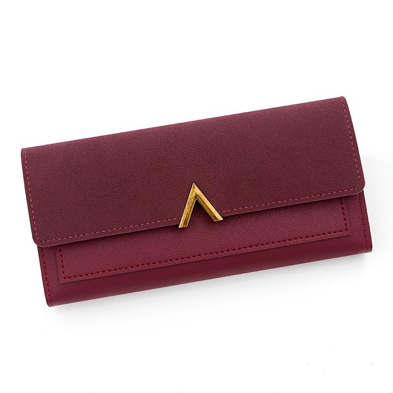 Ladies Pu Wallet Long Style Card Organizer With Snap Button For Daily Carry