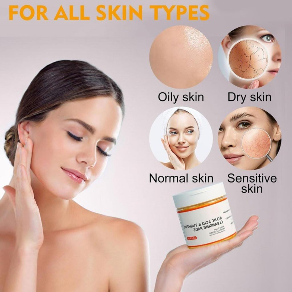 Cleansing Pads, Kojic Cleansing Pads Helps Balance Skin Oil And Water Hydrating Remove Excess Keratin From The Body'S Skin(50PC/30ml