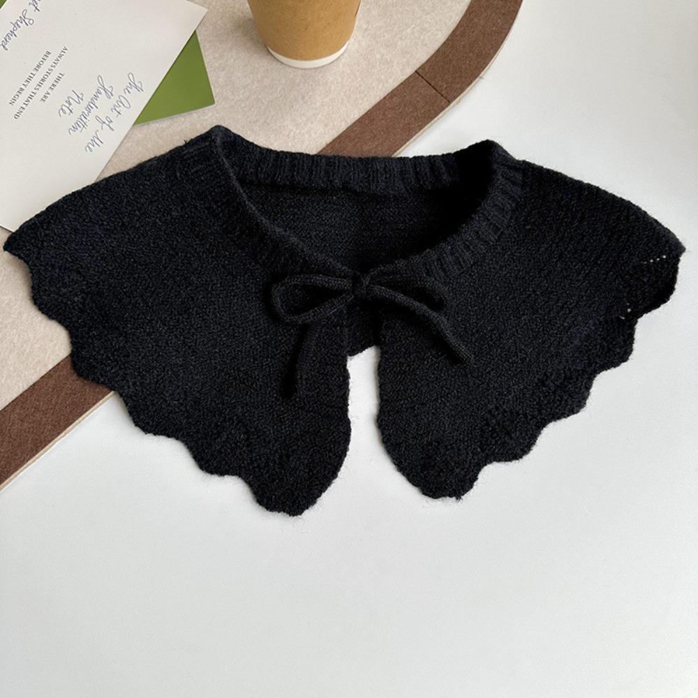 Warm O-Neck Fake Collars Laced up Knitted Knitting Detachable Collar Solid Color Shirt Shawl Wrap