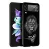 Lion Wild Animals Phone Case For Samsung Galaxy Z Flip3 Flip4 Flip5 Shell For Z Flip 3 Flip 5 4 5G Black Hard Folding Cover