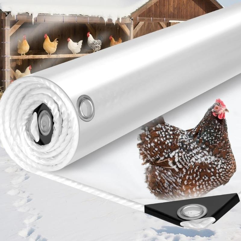 Durable PVC Chicken Coops Cover With Rope Reinforced Edges For Outdoor Poultry Shelter And Winter Insulation