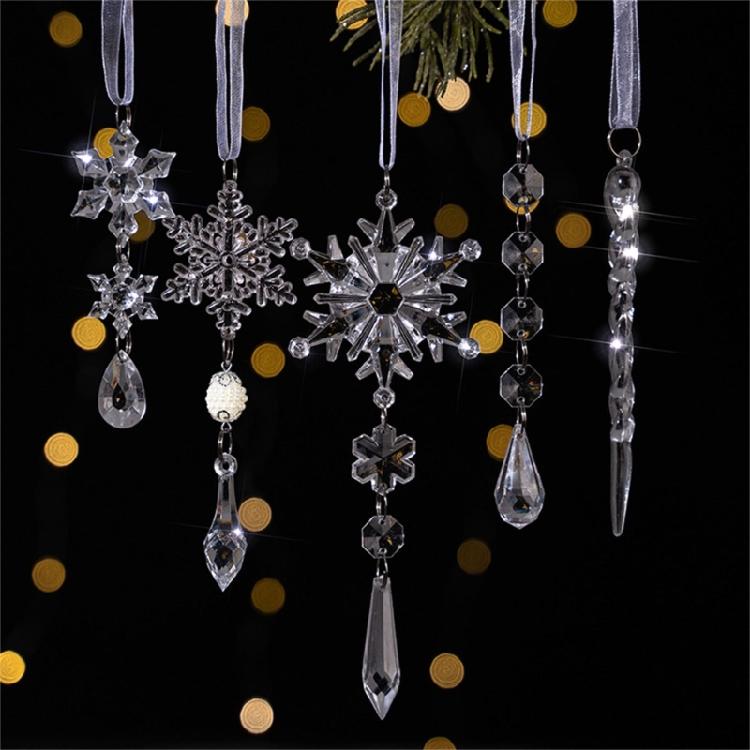 Shatterproof Acrylic Holiday Decorations Snowflake Clear Hanging Ornament For Christmas Tree And Doorway Accent