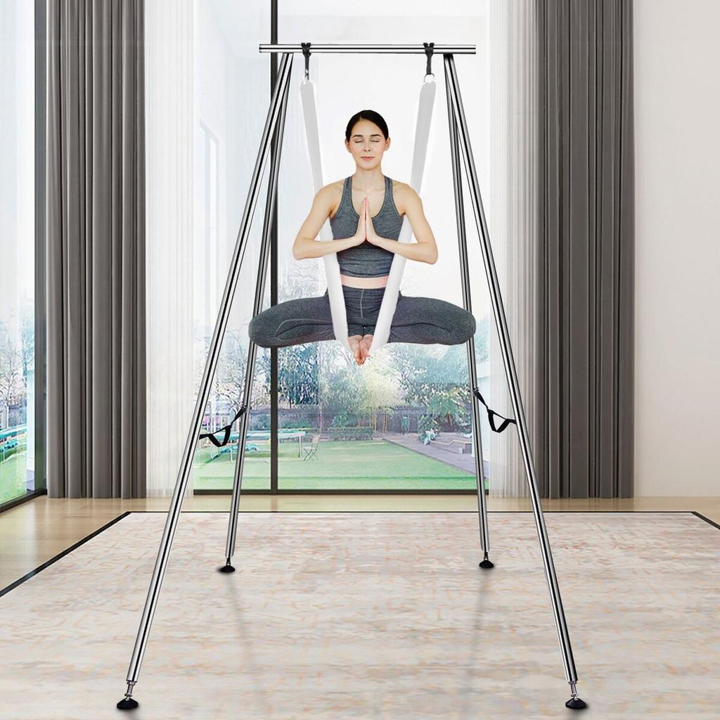 Aerial Yoga Frame & Yoga Hammock, 9.67 ft Height Professional Yoga Swing Stand Comes with 6.6 Yards Aerial Hammock, Max 551.15 lbs Load Capacity Yoga
